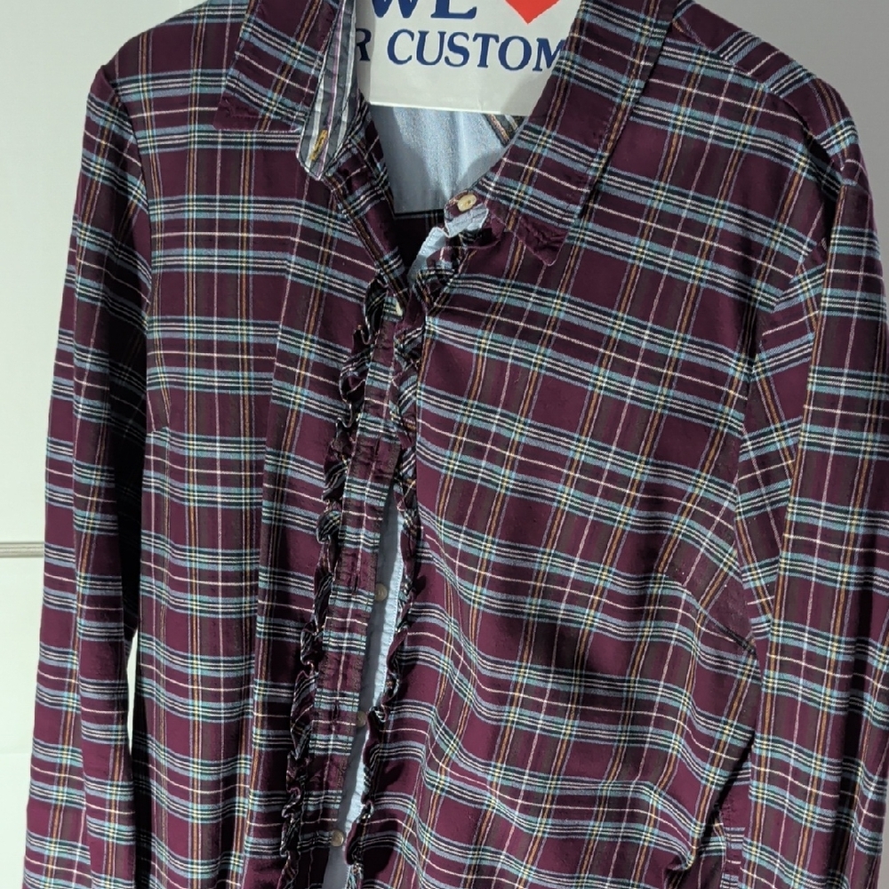 Tommy Hilfiger Burgundy Plaid Button Down Shirt